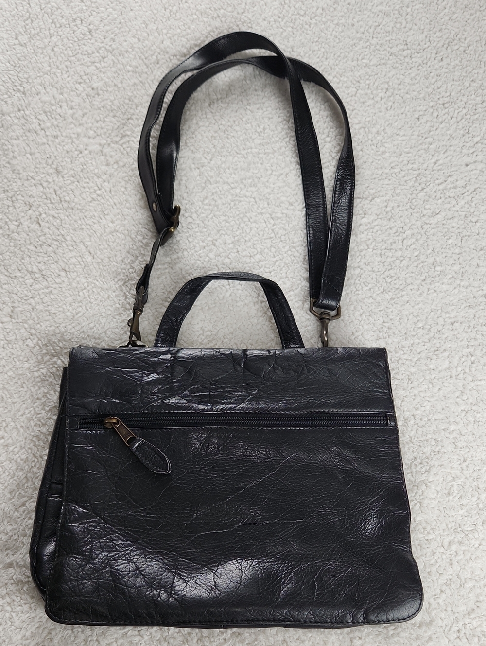 Georgetown Leather Designs Black Leather Shoulder Bag Satchel